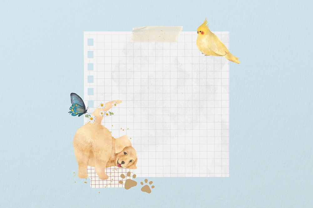 Note paper, Golden Retriever dog illustration