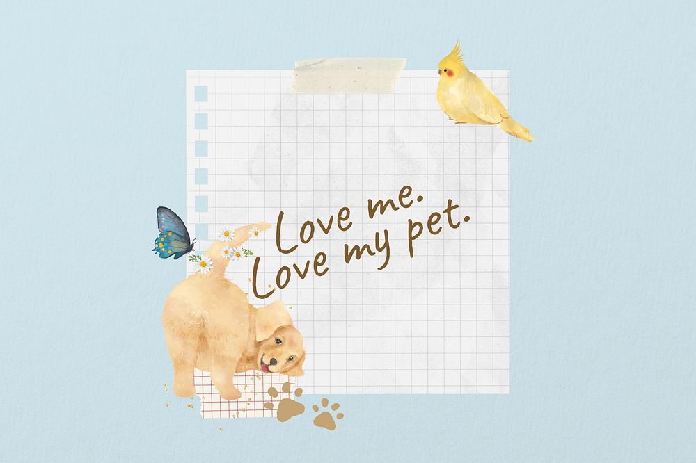 Love me love my pet, cute dog collage