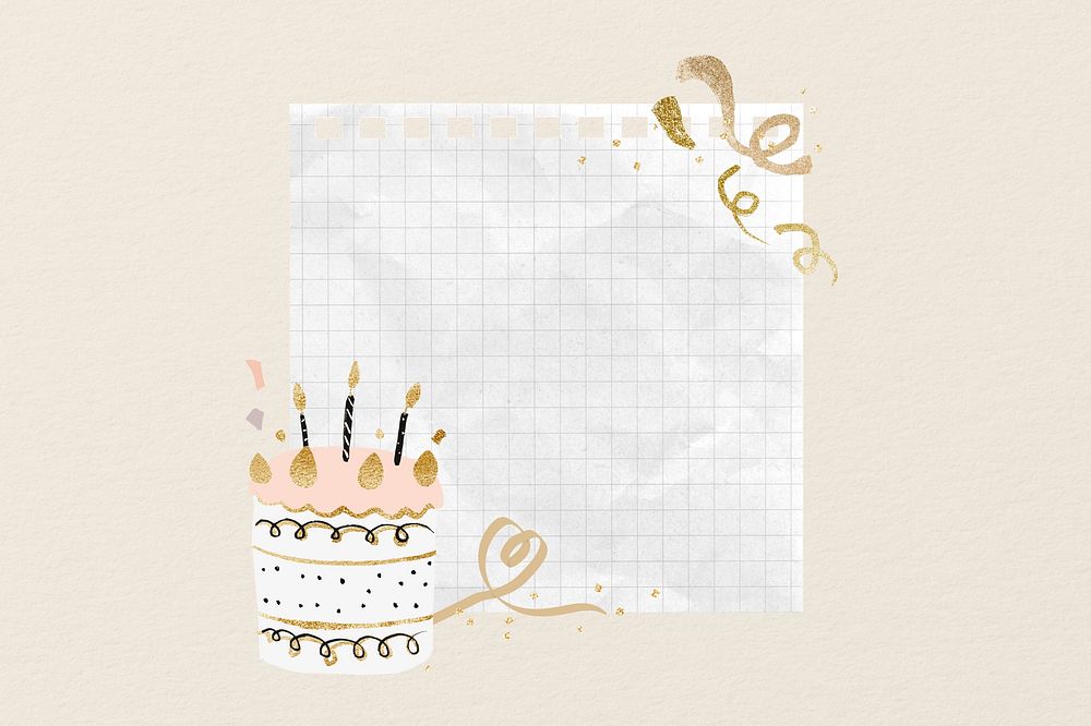 Birthday cake note paper collage