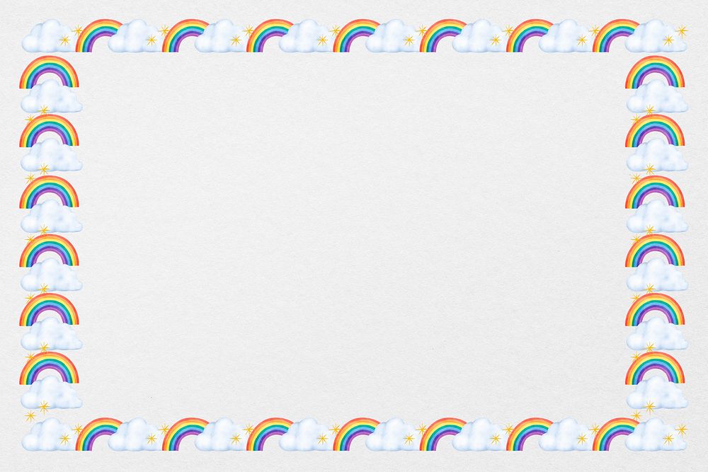 Cute rainbow frame background, weather collage