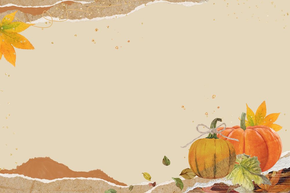 Aesthetic Autumn pumpkin background, seasonal collage