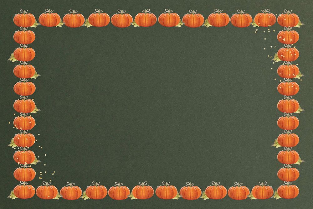Autumn pumpkin frame background, aesthetic patterned design