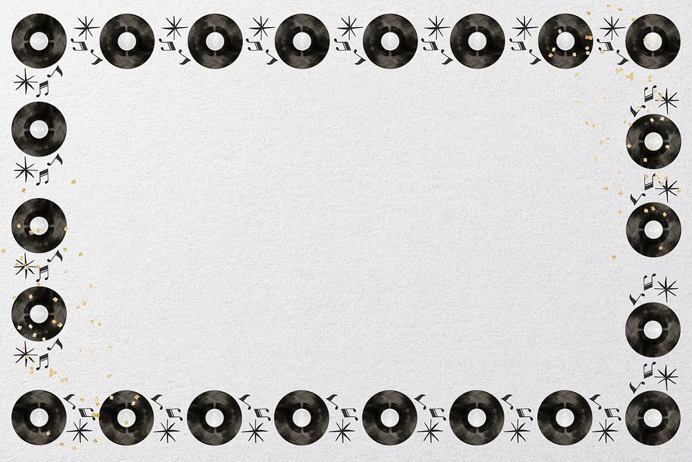 Vinyl record music frame background, retro patterned design