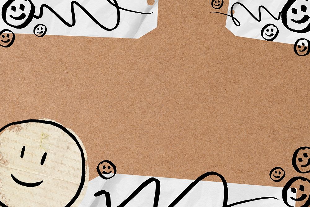 Brown emoji  doodle  border background