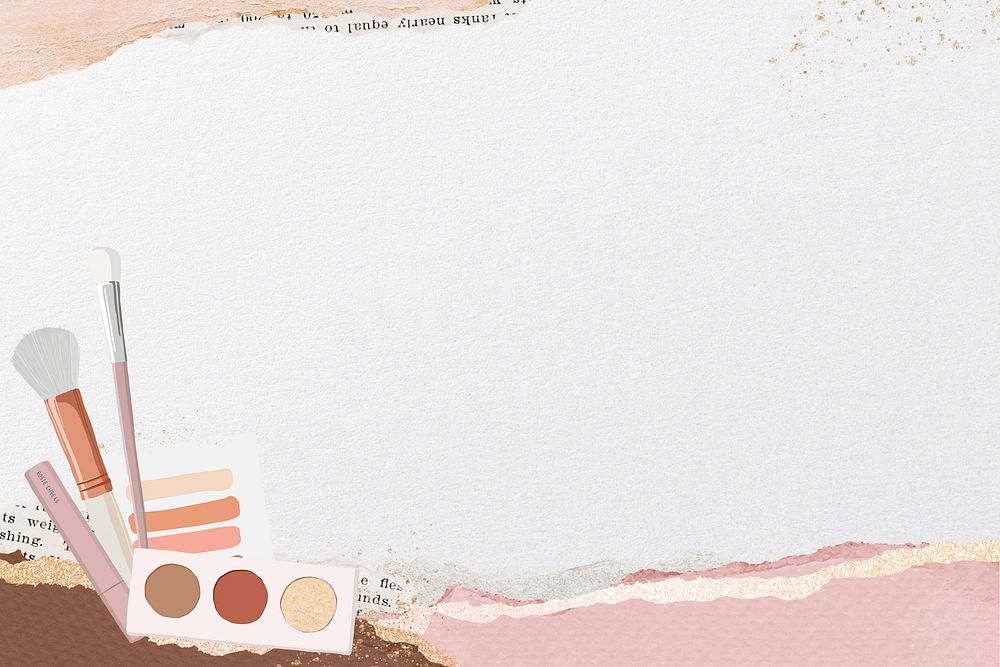 Beauty makeup aesthetic background, paper collage