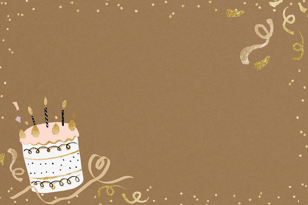 Aesthetic birthday cake background, brown design