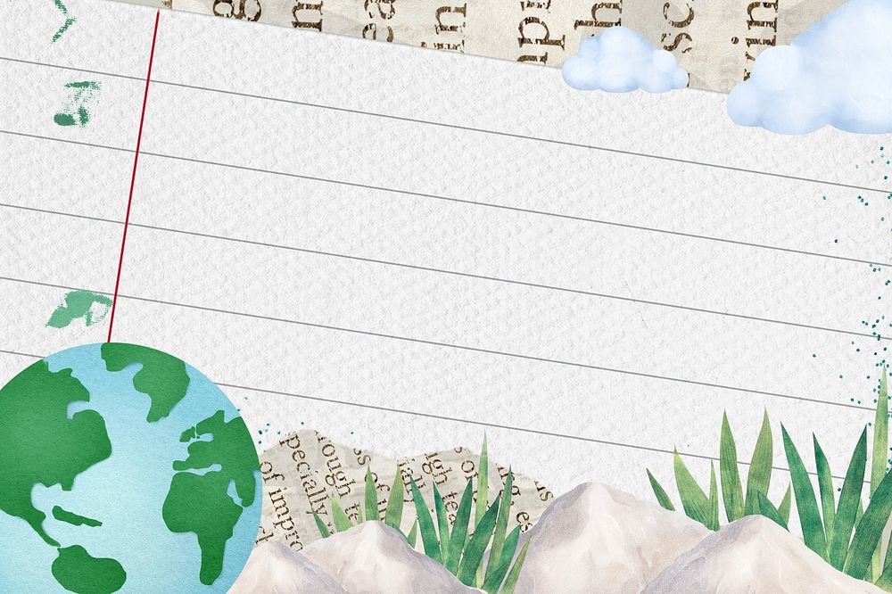 Note paper environment background, globe border collage