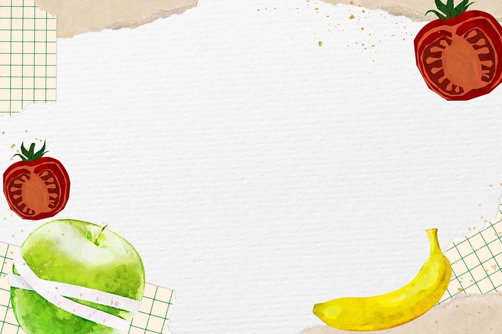 Healthy food background, fruits border design
