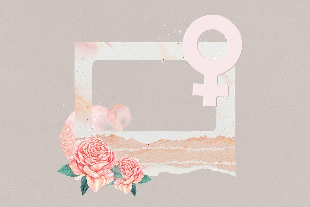 Floral feminine frame, ripped paper design