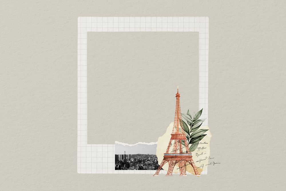 Eiffel tower instant film frame, collage design
