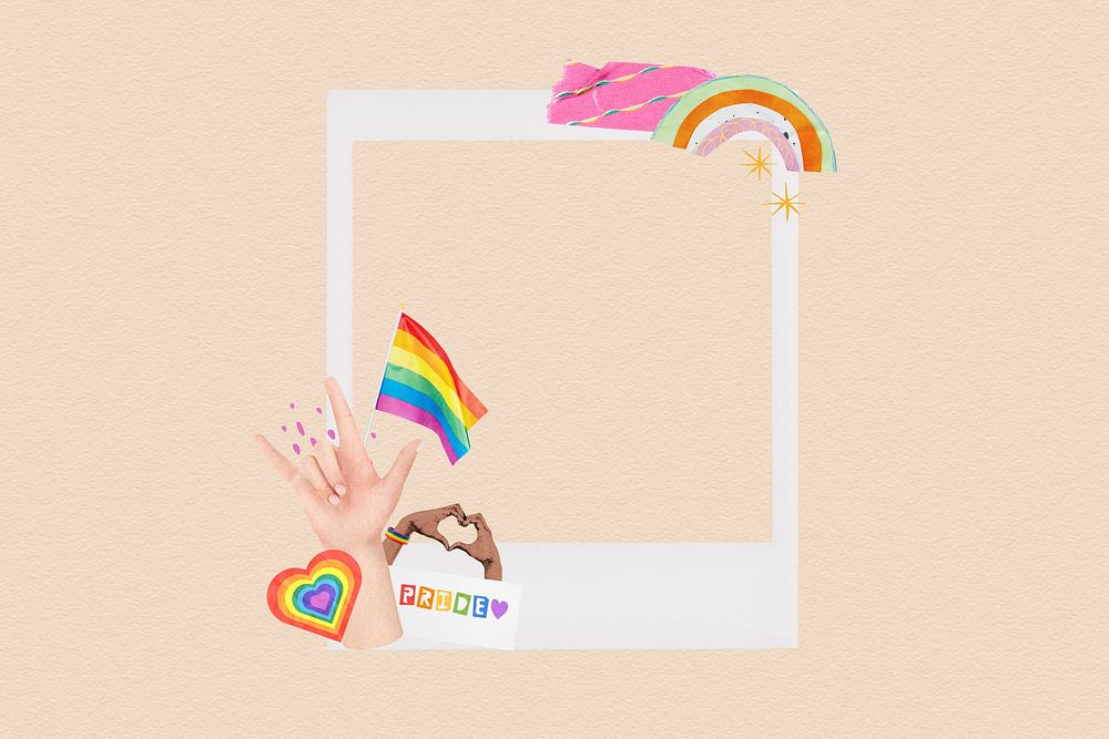 LGBTQ+ pride instant film frame, collage design
