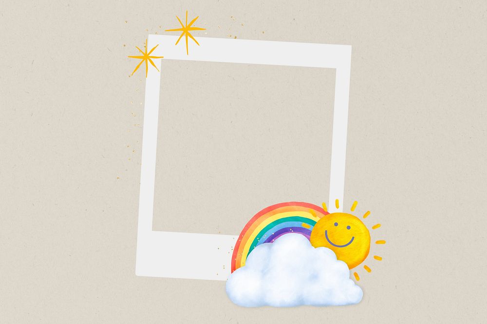 Cute rainbow instant film frame, collage design