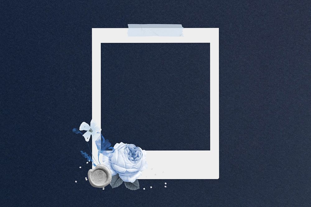 Winter rose instant film frame, collage design