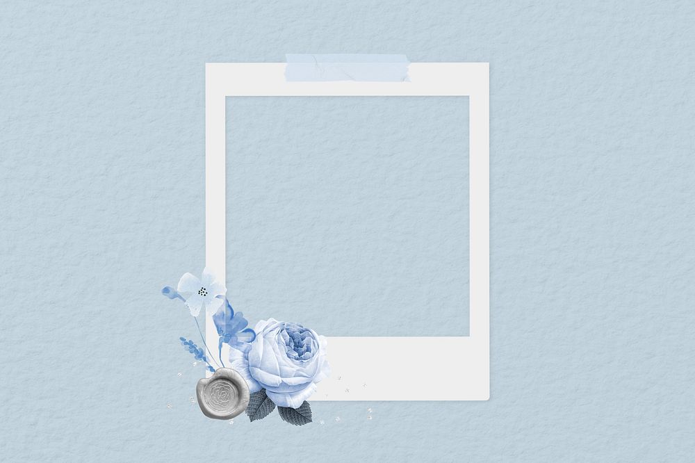 Winter rose instant film frame, collage design