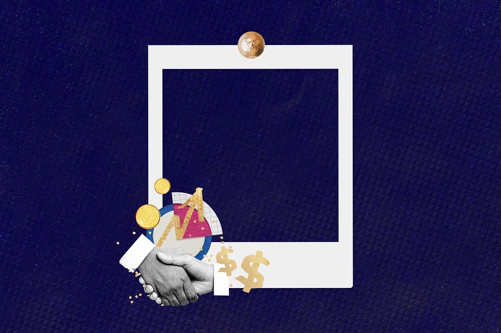 Business handshake instant film frame, collage design