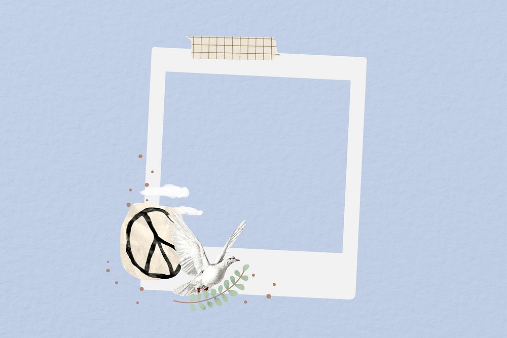 Peace dove instant film frame, collage design