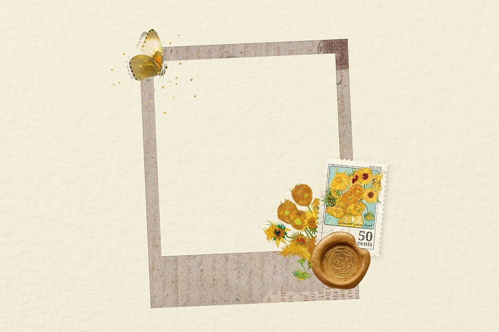 Van Gogh aesthetic instant film frame, collage design