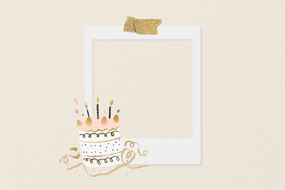 Birthday cake frame, instant photo film