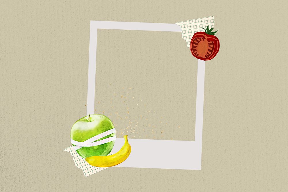Healthy diet instant film frame, collage design