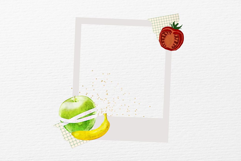 Healthy diet instant film frame, collage design