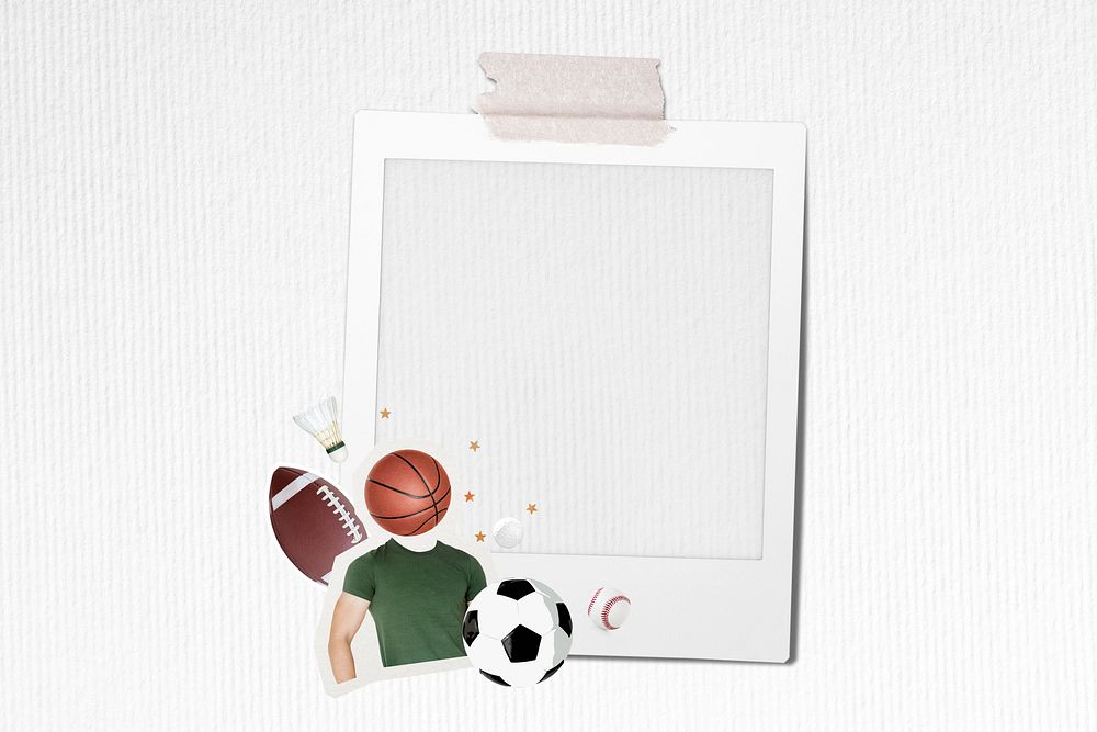 Sports aesthetic instant film frame, collage design