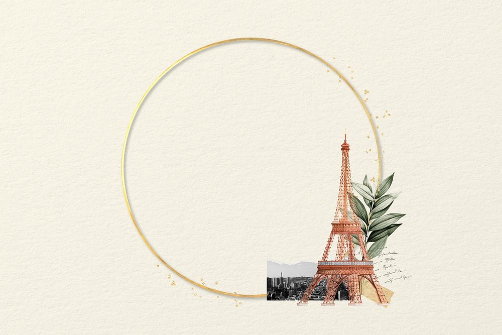 Eiffel Tower frame, gold circle design