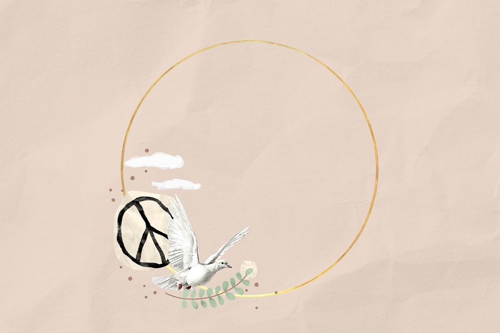 Dove & peace round frame background, freedom design