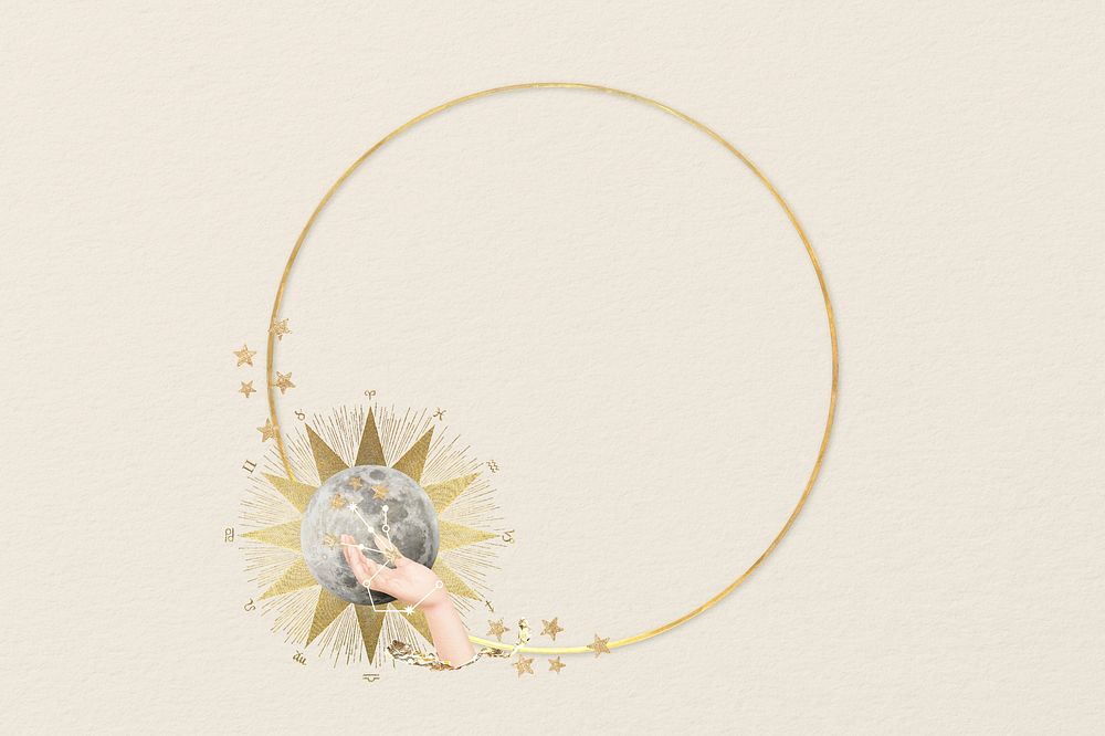 Celestial moon frame, aesthetic circle design