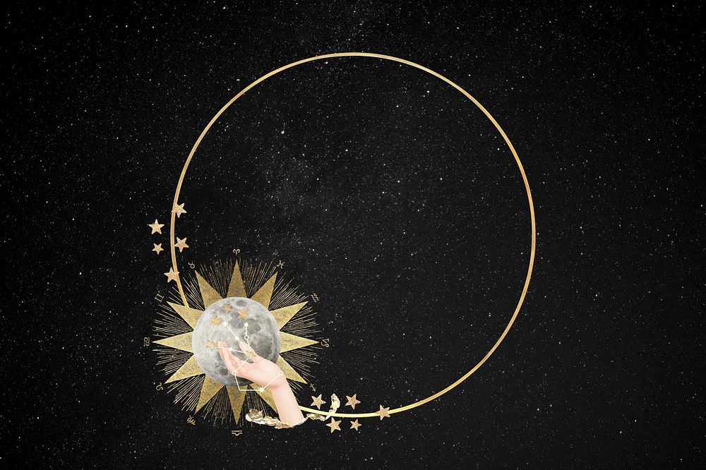 Celestial moon frame, aesthetic circle design