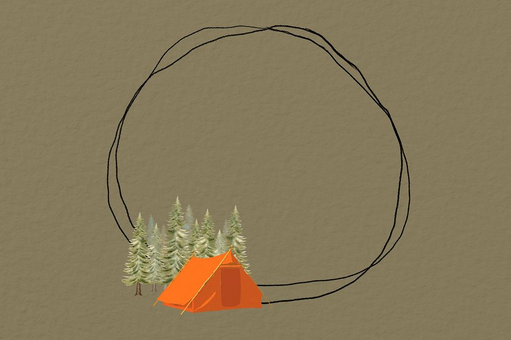 Camping tent frame, circle doodle