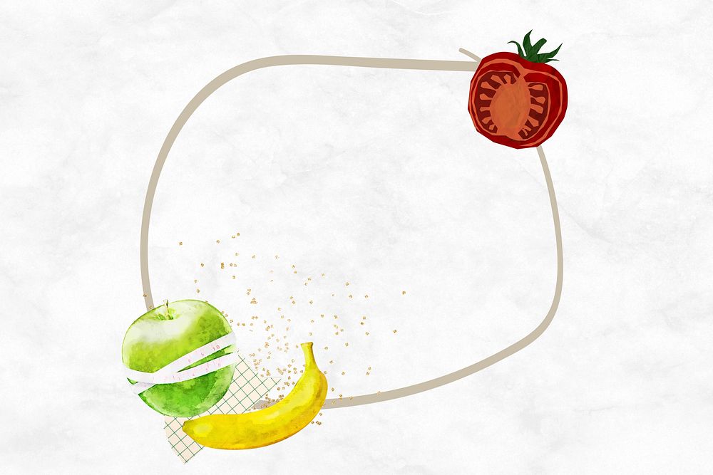 Healthy fruits frame, circle design