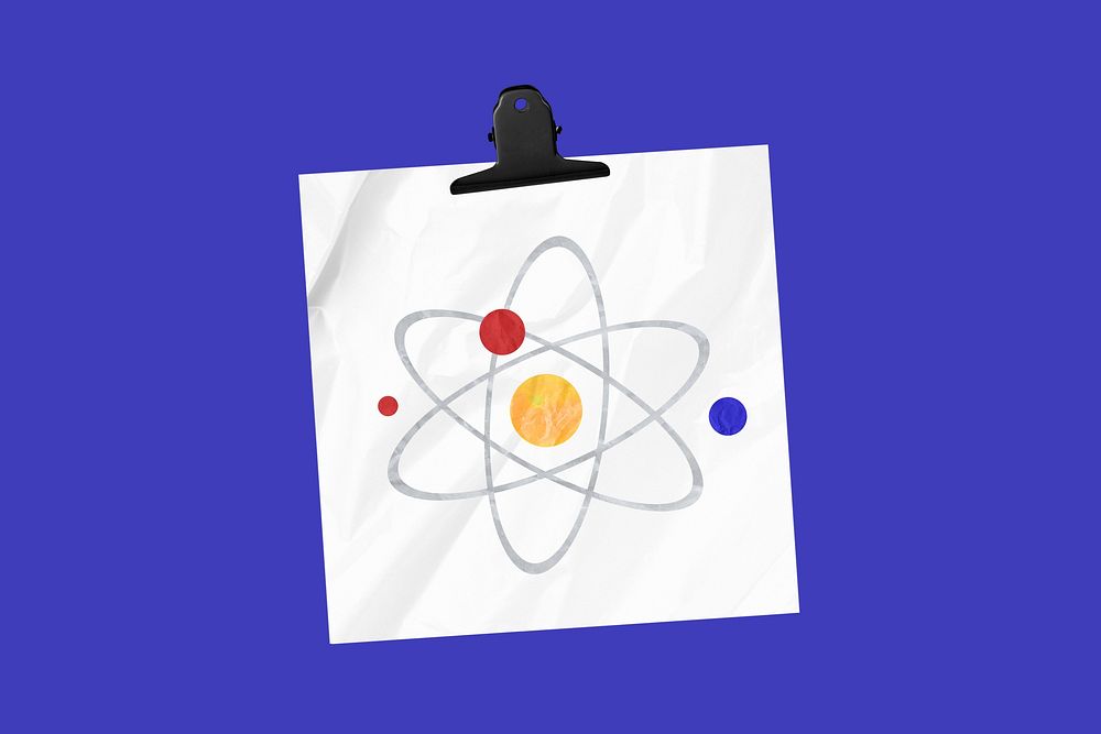 Atom science education background, blue colorful design