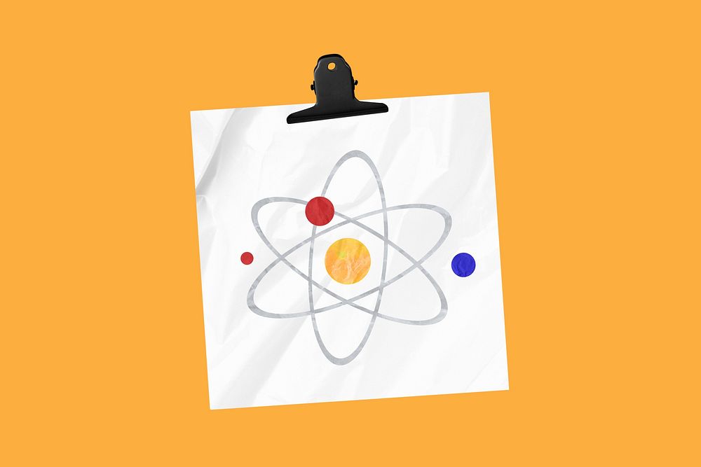 Atom science education background, yellow colorful design