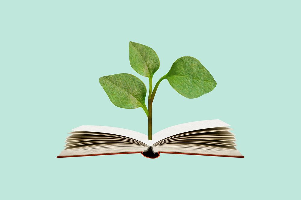 Growing sprout education background, green paper design
