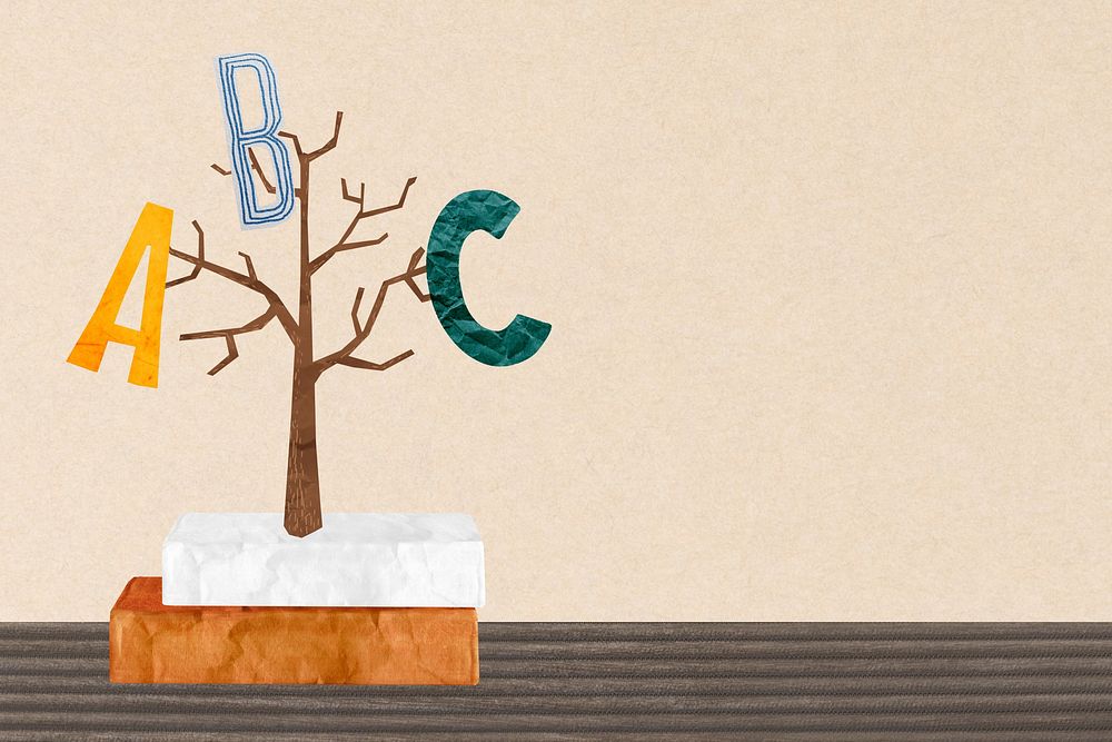 English alphabet tree background, education concept