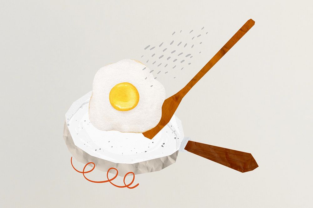 Cute sunny-side up background, breakfast food illustration