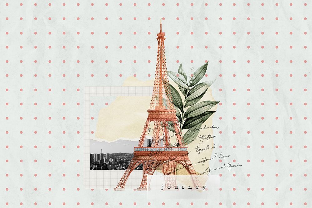 Eiffel tower aesthetic background, travel collage