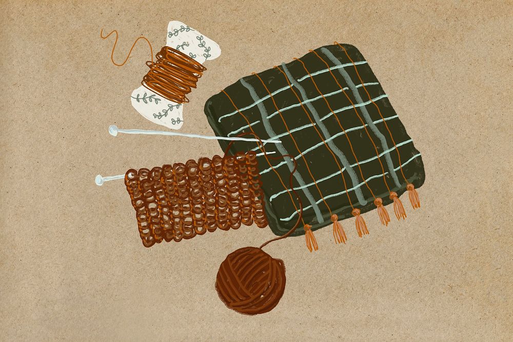 Crochet knitting, hobby illustration background