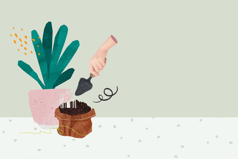 Cute gardening hobby background, houseplant illustration