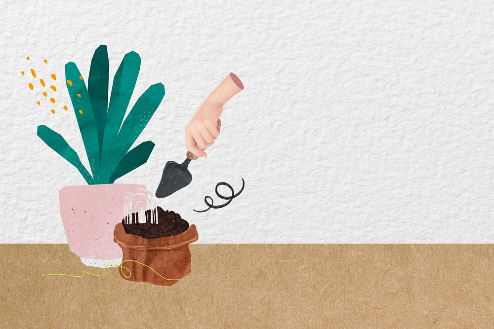 Cute gardening hobby background, houseplant illustration