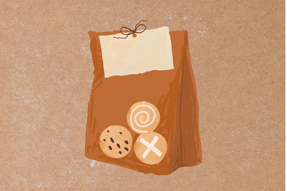 Cute pastry bag background, food illustration