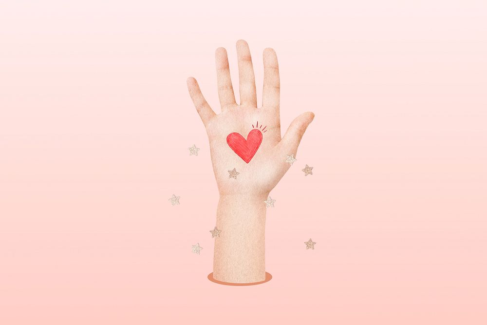 Hand showing heart, Valentine's collage