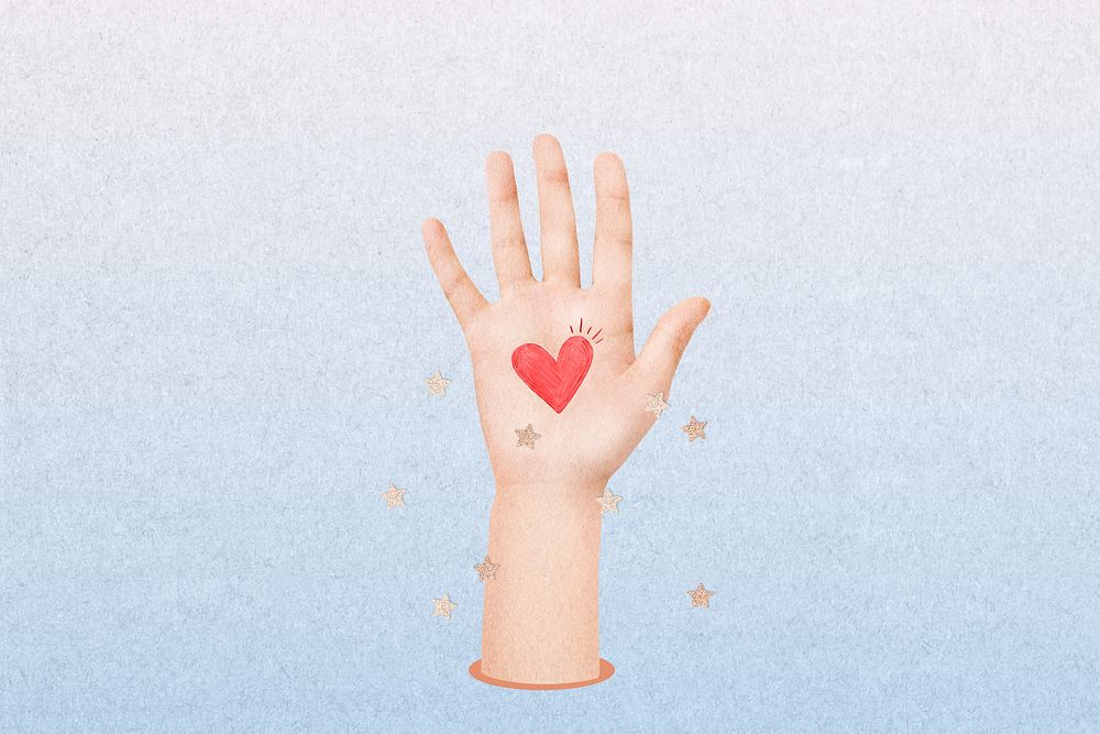 Hand showing heart, Valentine's collage