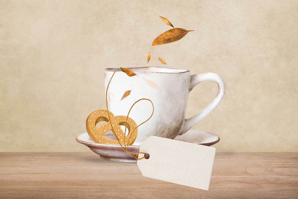 Aesthetic coffee cup background, food illustration