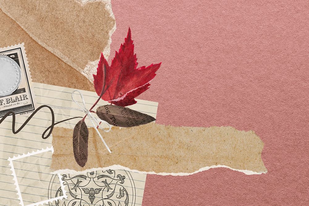  Autumn leaf collage background, seasonal aesthetic design