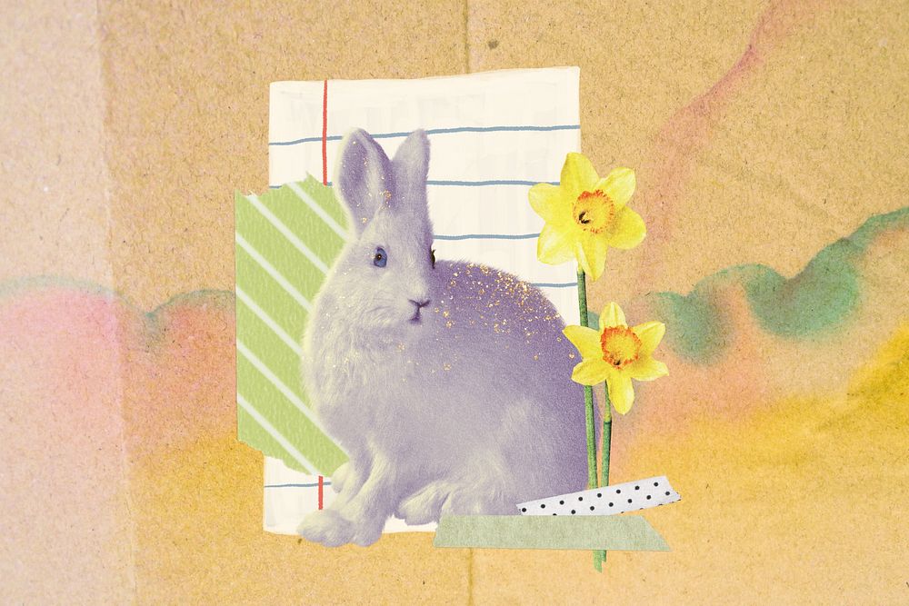 Easter bunny illustration yellow background