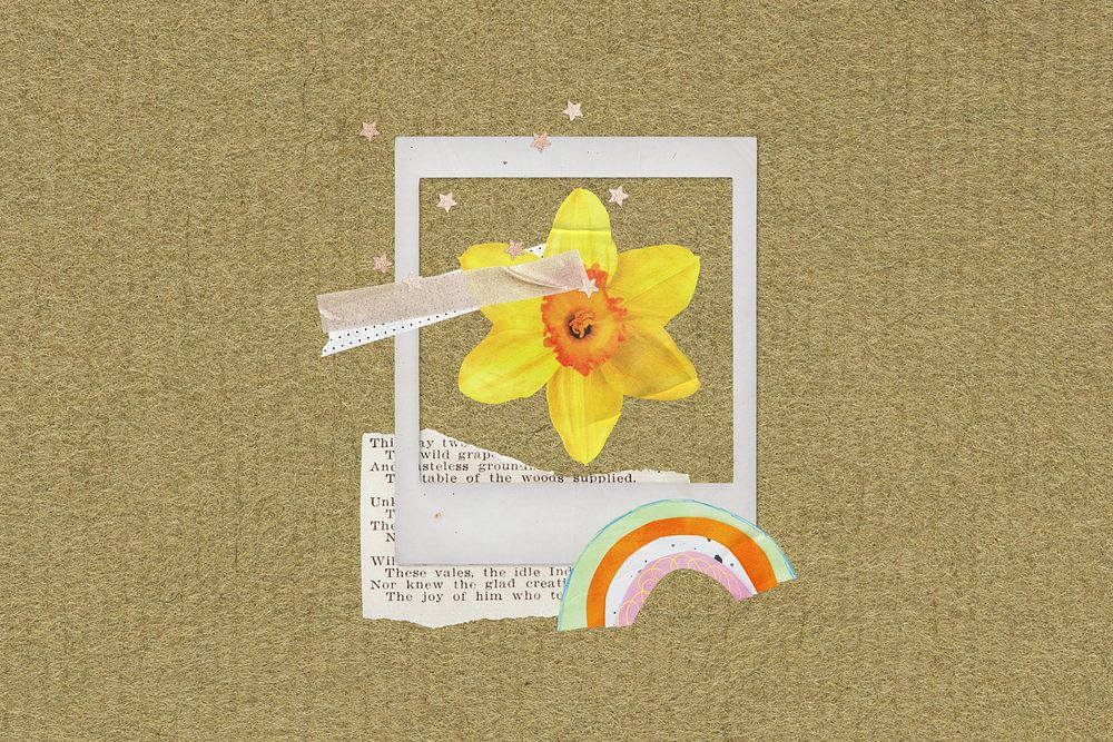 Daffodil flower, Easter instant picture frame remix illustration