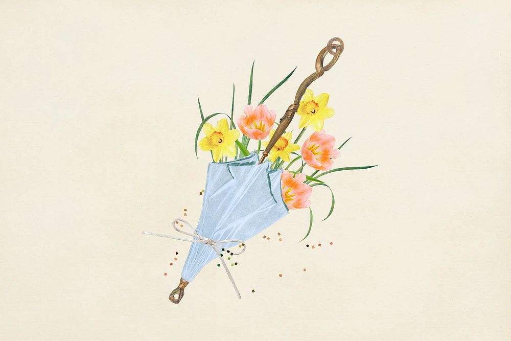 Flower bouquet, daffodil & tulip remix illustration