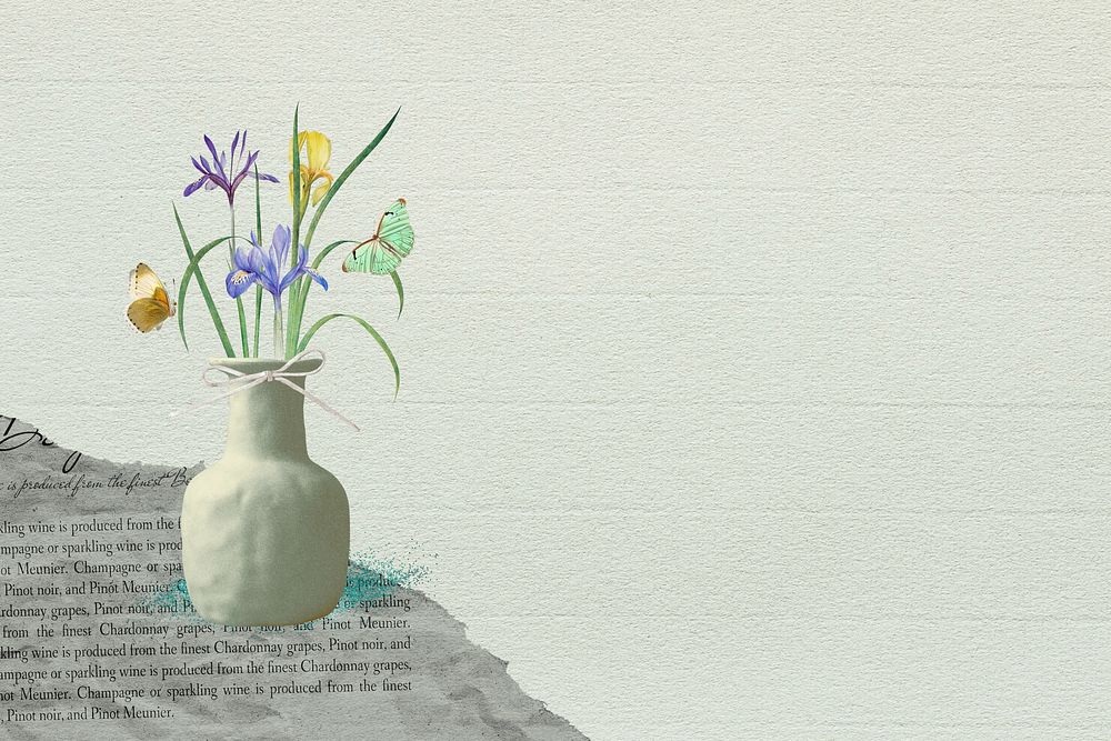 Spring background, iris in vase remix illustration