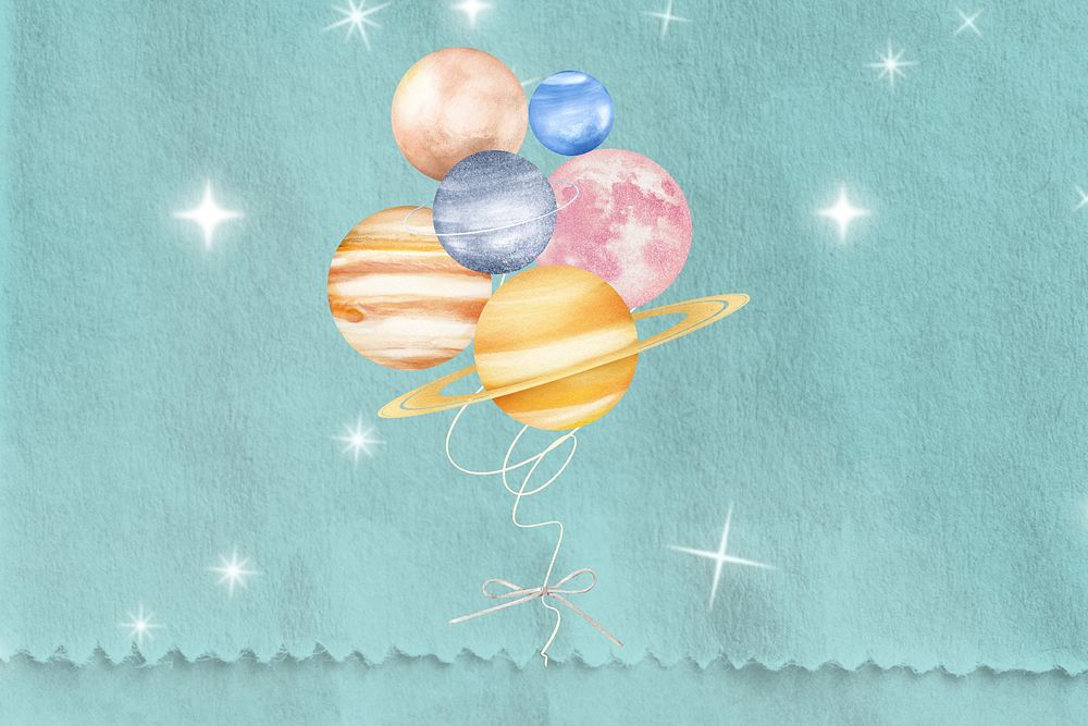 Space balloons background, green sparkly design